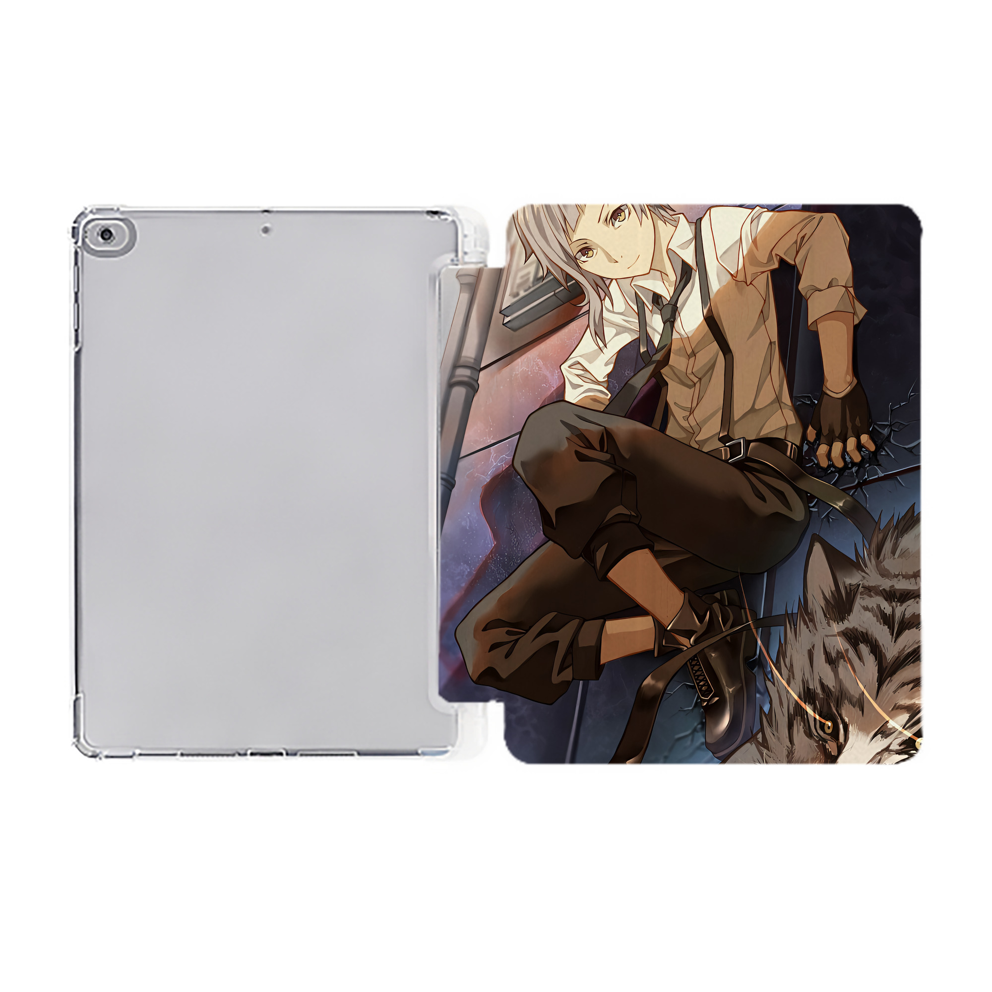 （画像用） 文豪ストレイドッグス Bungo Stray Dogs IPad ケース ペン収納付き 三つ折りスタンド PUレザー×シリコン 対応機種9.5/10.5/10.9インチ